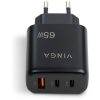 Настінний зарядний пристрій Vinga GaN 65 Вт з PD та QC (2C1A) (VCPCHCCA65B)