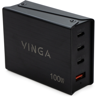 u0836073_big-2.jpg Провідний зарядний пристрій Vinga GaN 100 Вт з підтримкою PD та QC (3C1A), довжина кабелю 1,2 м (VCPCH100CB)