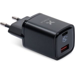 Зарядний пристрій Vinga з підтримкою USB-C PD 30 Вт та USB-A QC 30 Вт для монітора, максимальна потужність 33 Вт (VCR30ACDB)