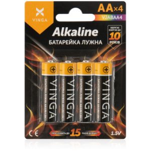 Лужні батарейки Vinga AA LR6, блістер із 4 шт. (VJABAA4)