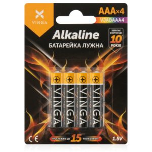 Vinga AAA LR03 Alkaline Batteries, 4 pcs Blister (VJABAAA4)